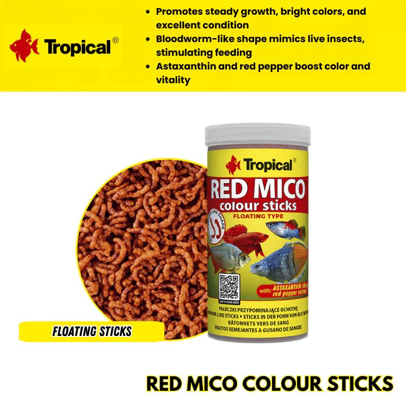 Tropical Red Mico Colour Sticks (bloodworm-like sticks)